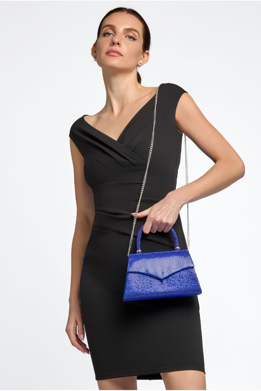 Royal Blue Diamante Top Handle Bag ALH3015