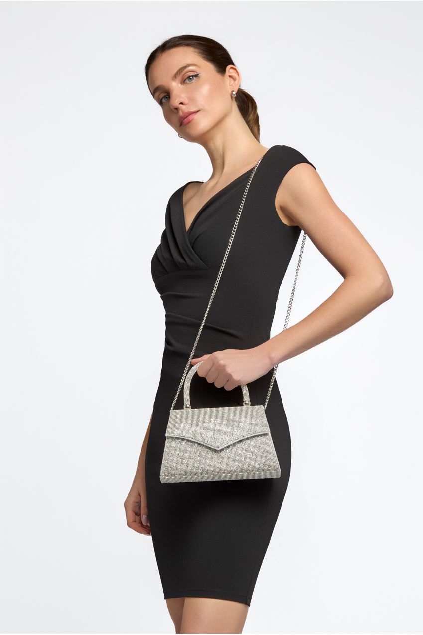 Silver Diamante Top Handle Bag ALH3015