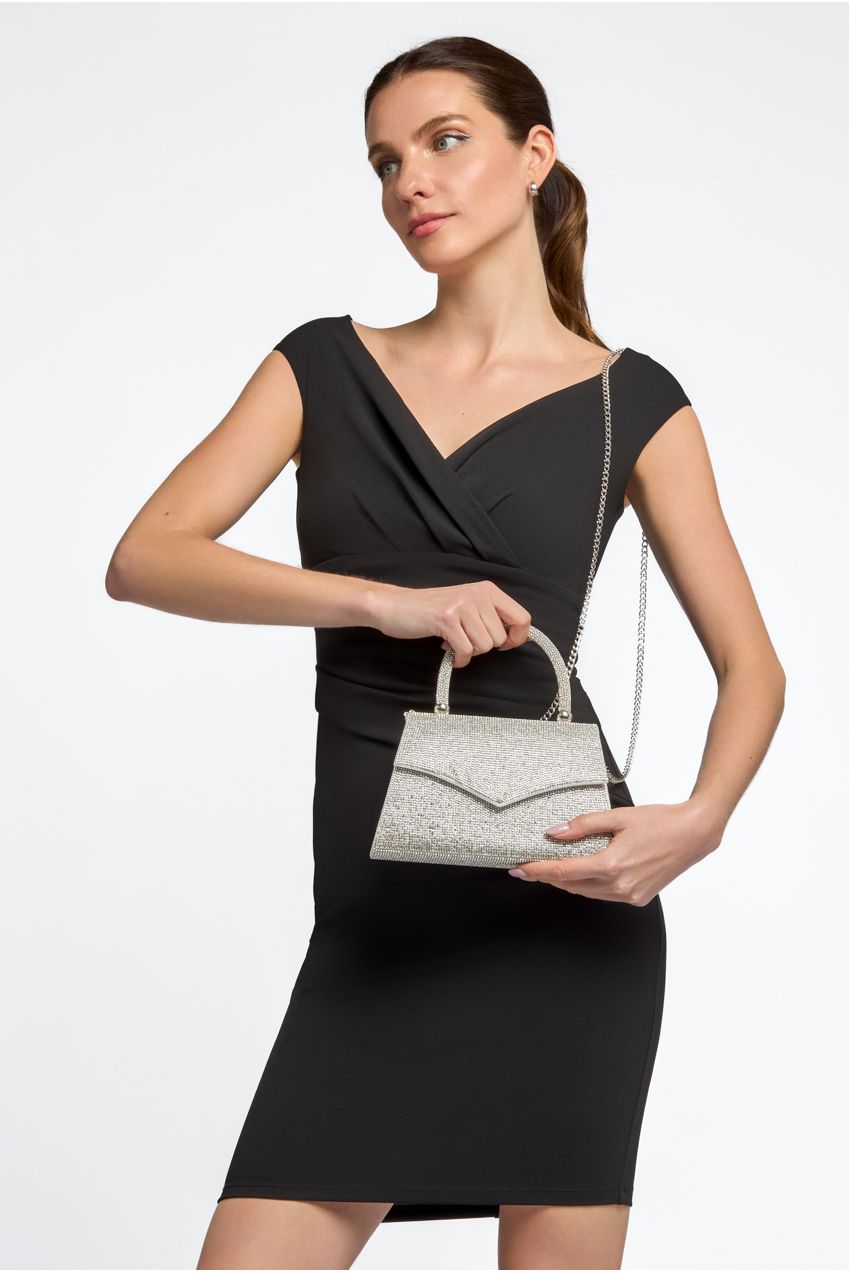 Silver Diamante Top Handle Bag ALH3015