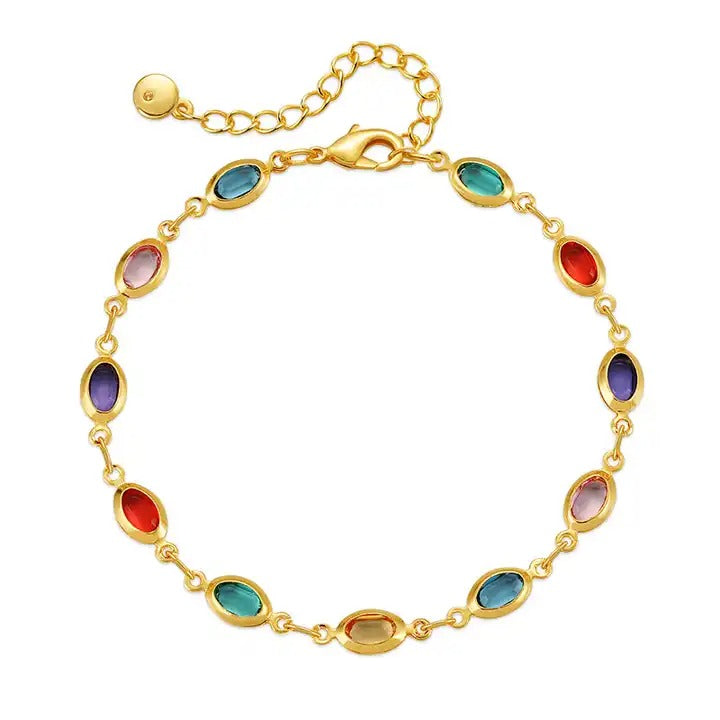 Multicolour Oval Chain Bracelet JE402001