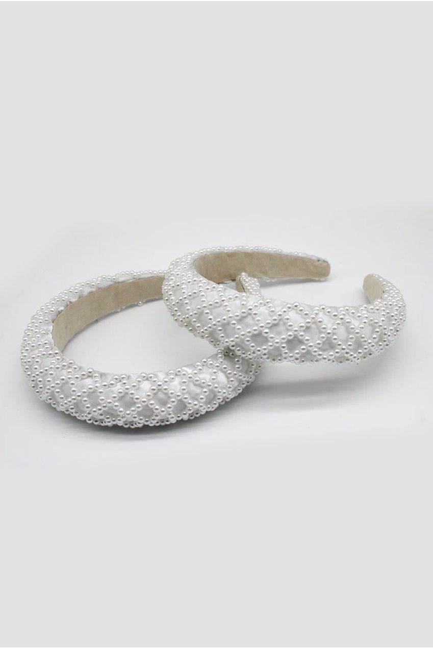 White Pearl Lattice Style Headband HA301207