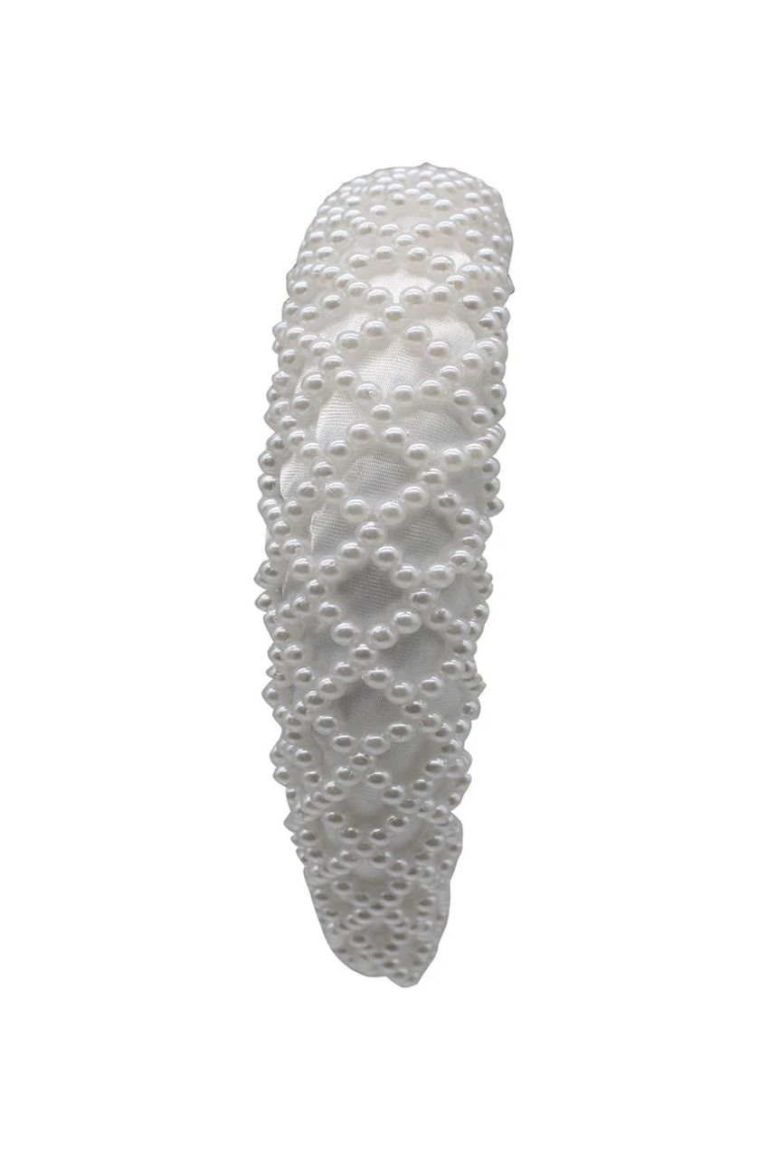 White Pearl Lattice Style Headband HA301207