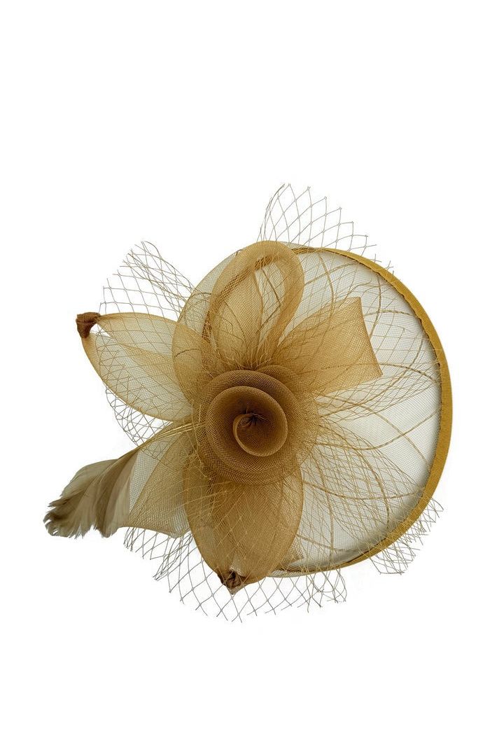 Floral Bow Mesh Detailing Fascinator In Beige HA302128