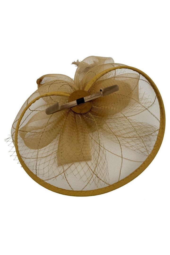Floral Bow Mesh Detailing Fascinator In Beige HA302128