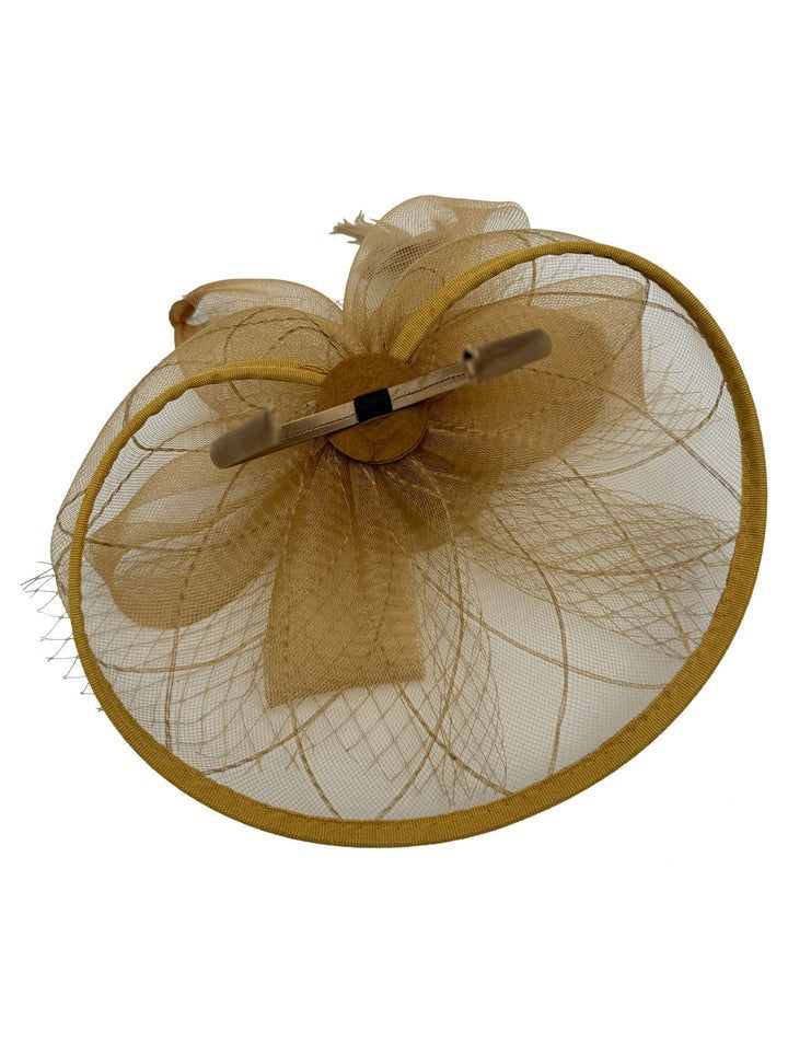 Floral Bow Mesh Detailing Fascinator In Beige HA302128