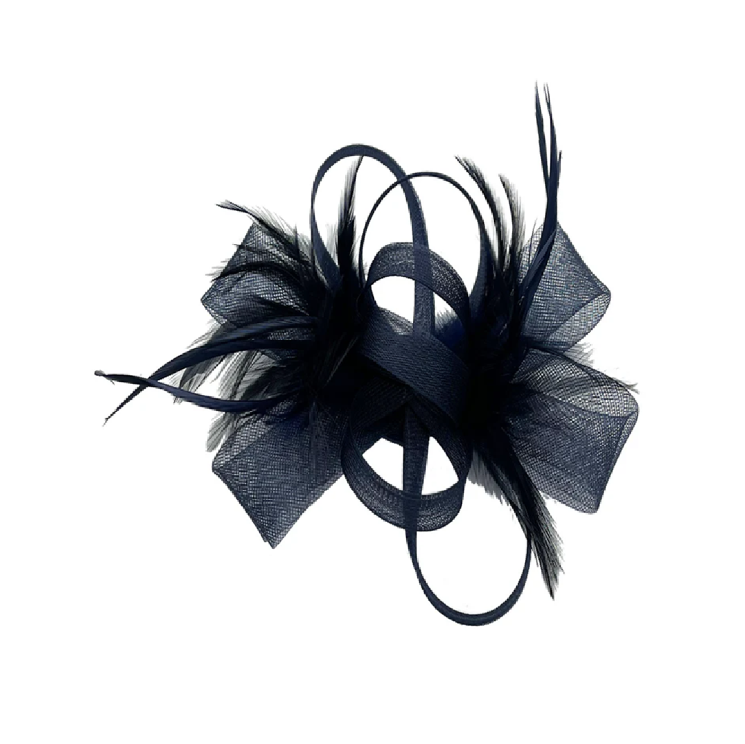 Bow Feather Fascinator In Navy HA302215