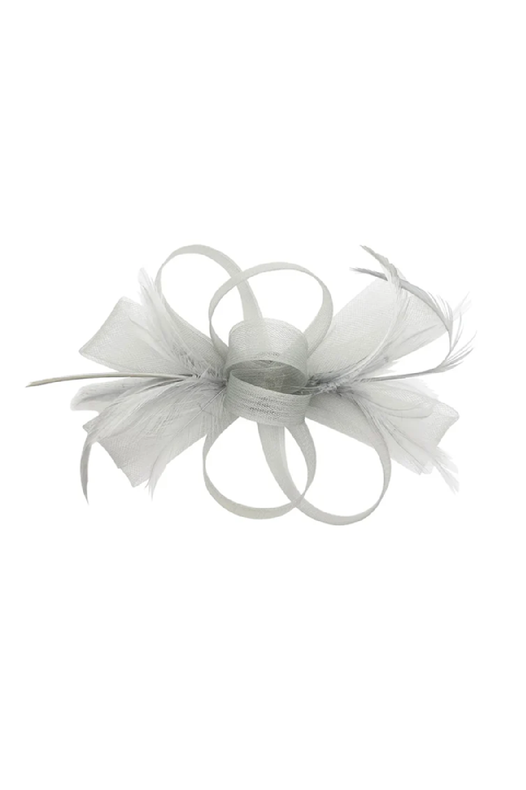 Bow Feather Fascinator In Silver HA302221