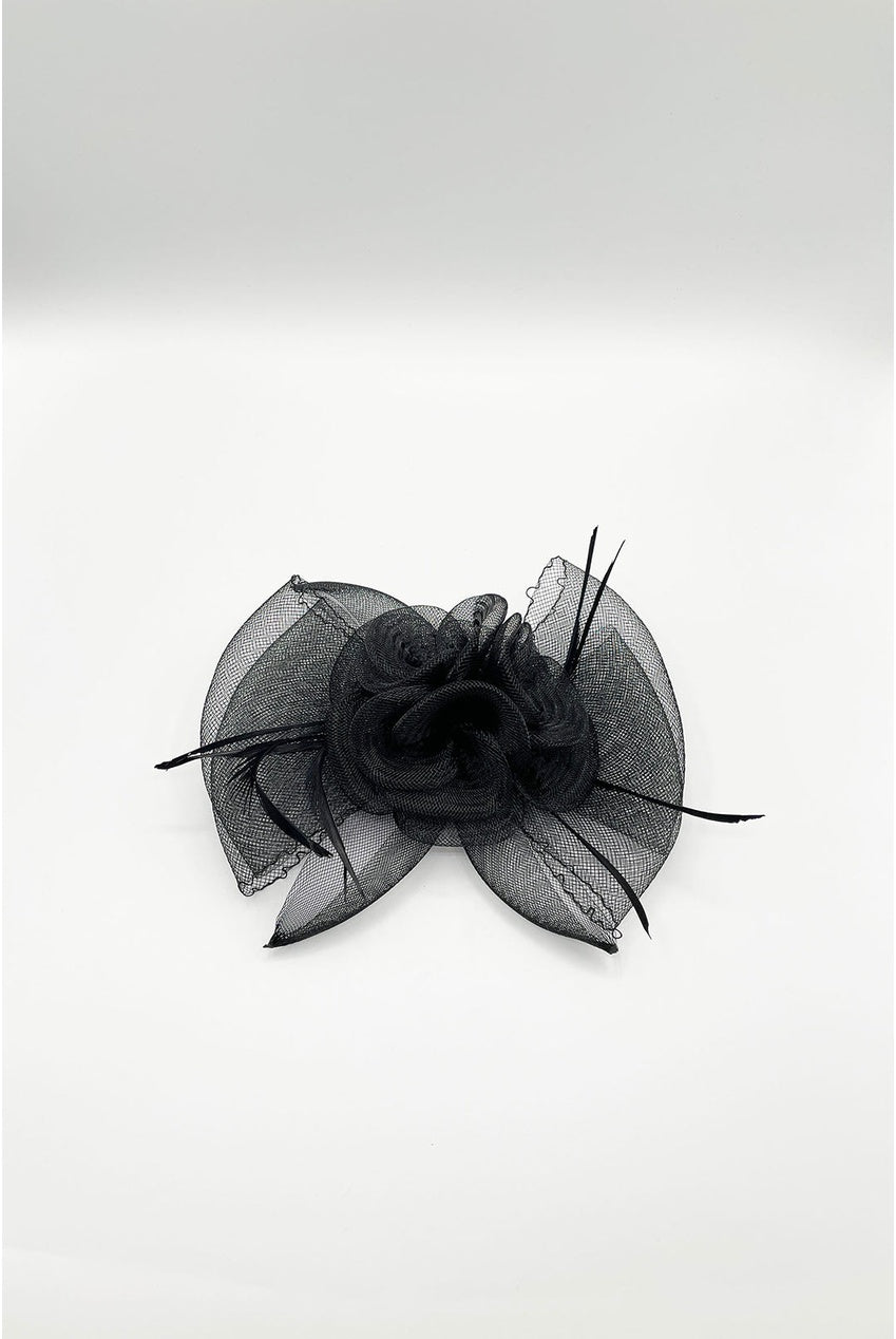 Rosette Bow Fascinator In Black HA303002