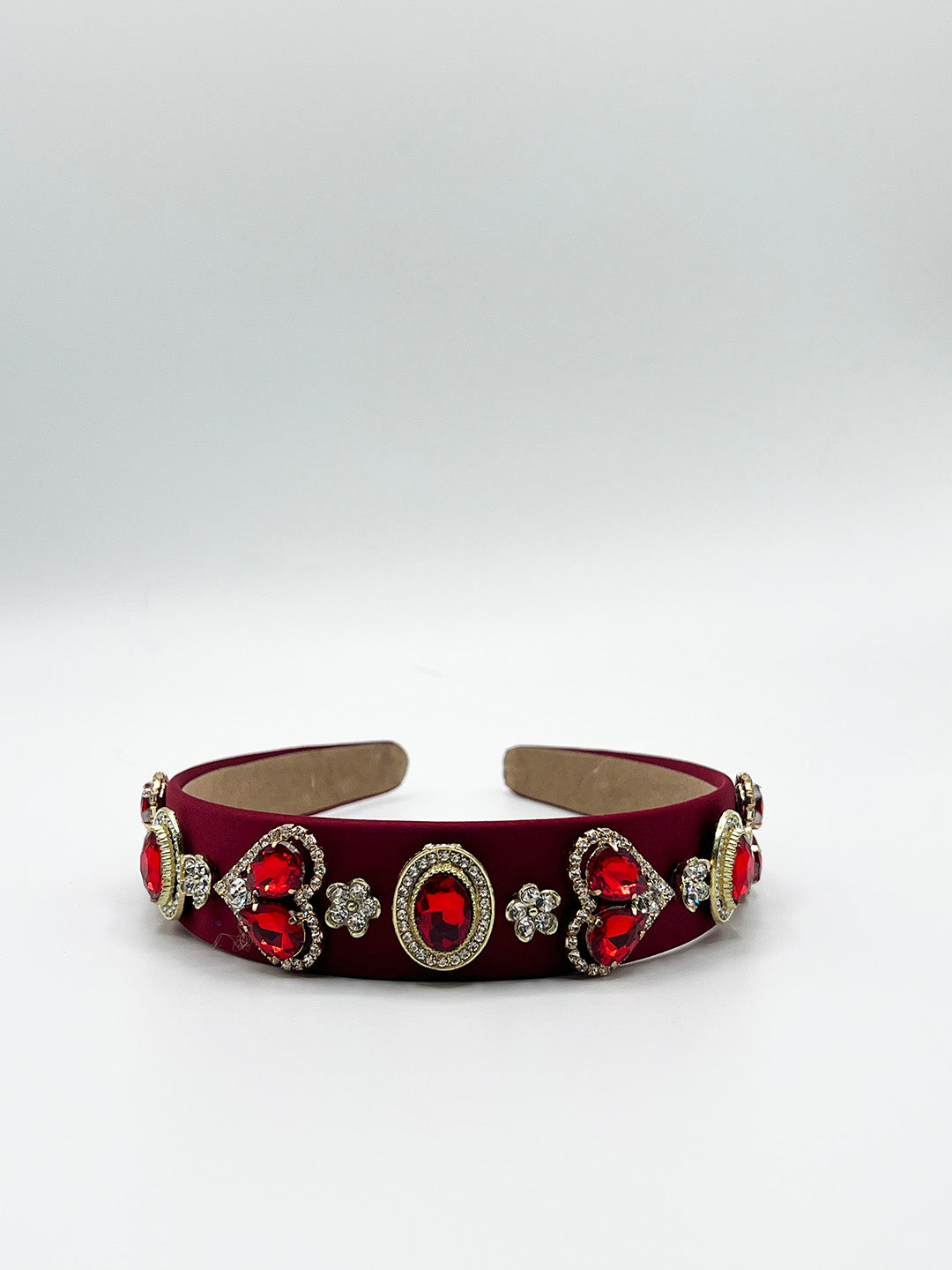Heart Embellished Headband In Red HA310204