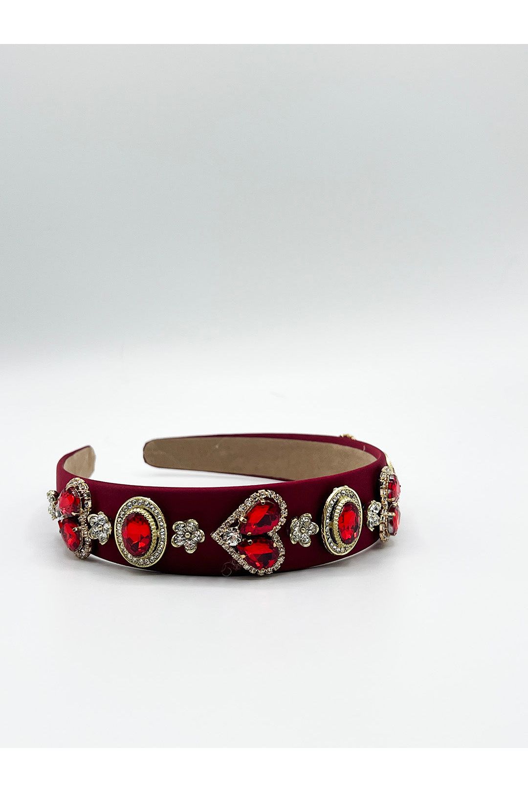 Heart Embellished Headband In Red HA310204