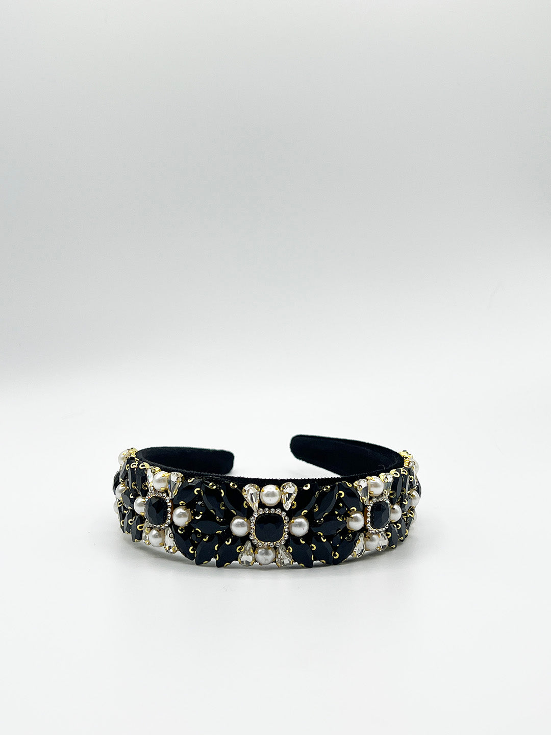 Embellished Crystal Headband In Black HA310302