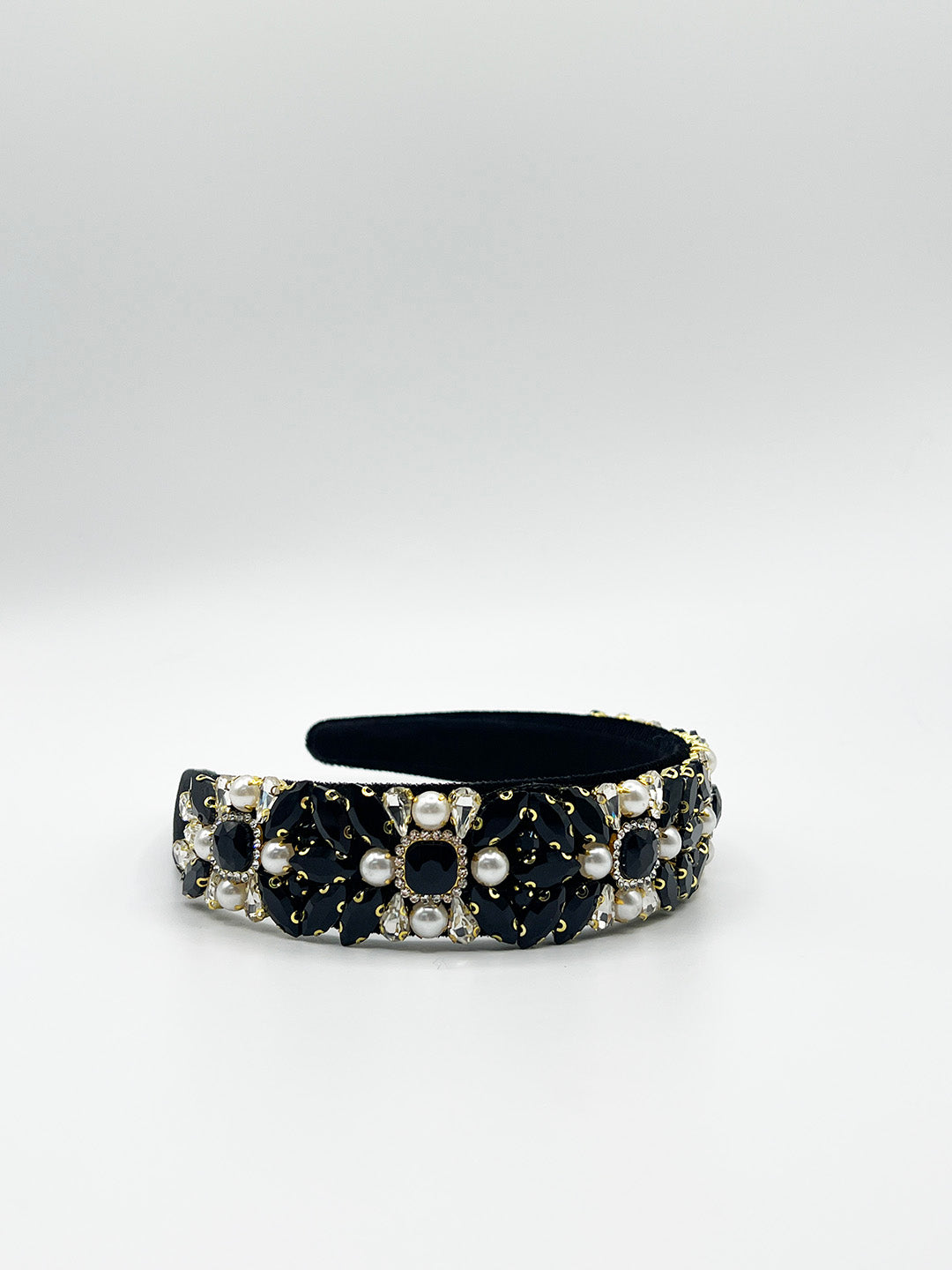 Embellished Crystal Headband In Black HA310302
