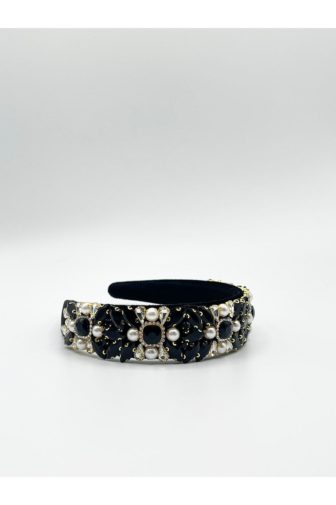 Embellished Crystal Headband In Black HA310302