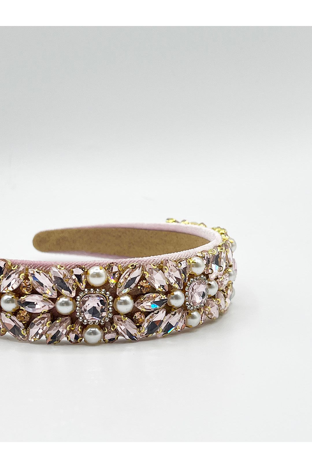Embellished Crystal Headband In Pink HA310309