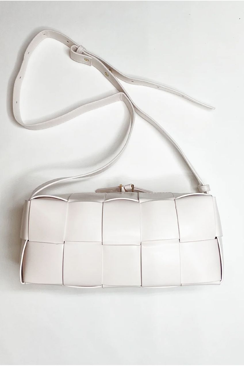 Woven PU Shoulder Bag In Cream HB325630