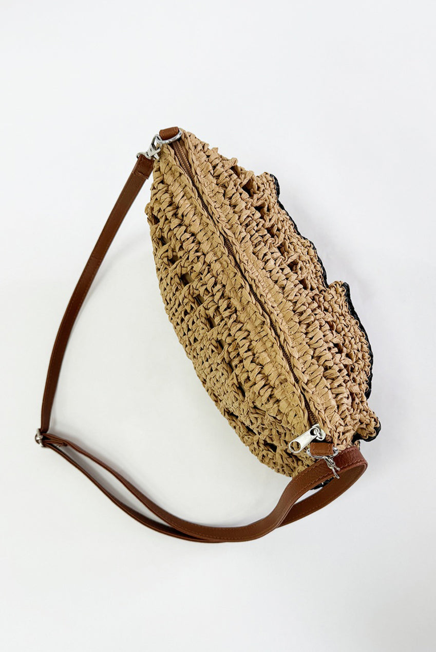 Straw Shoulder Bag With Frill Detail HB326806