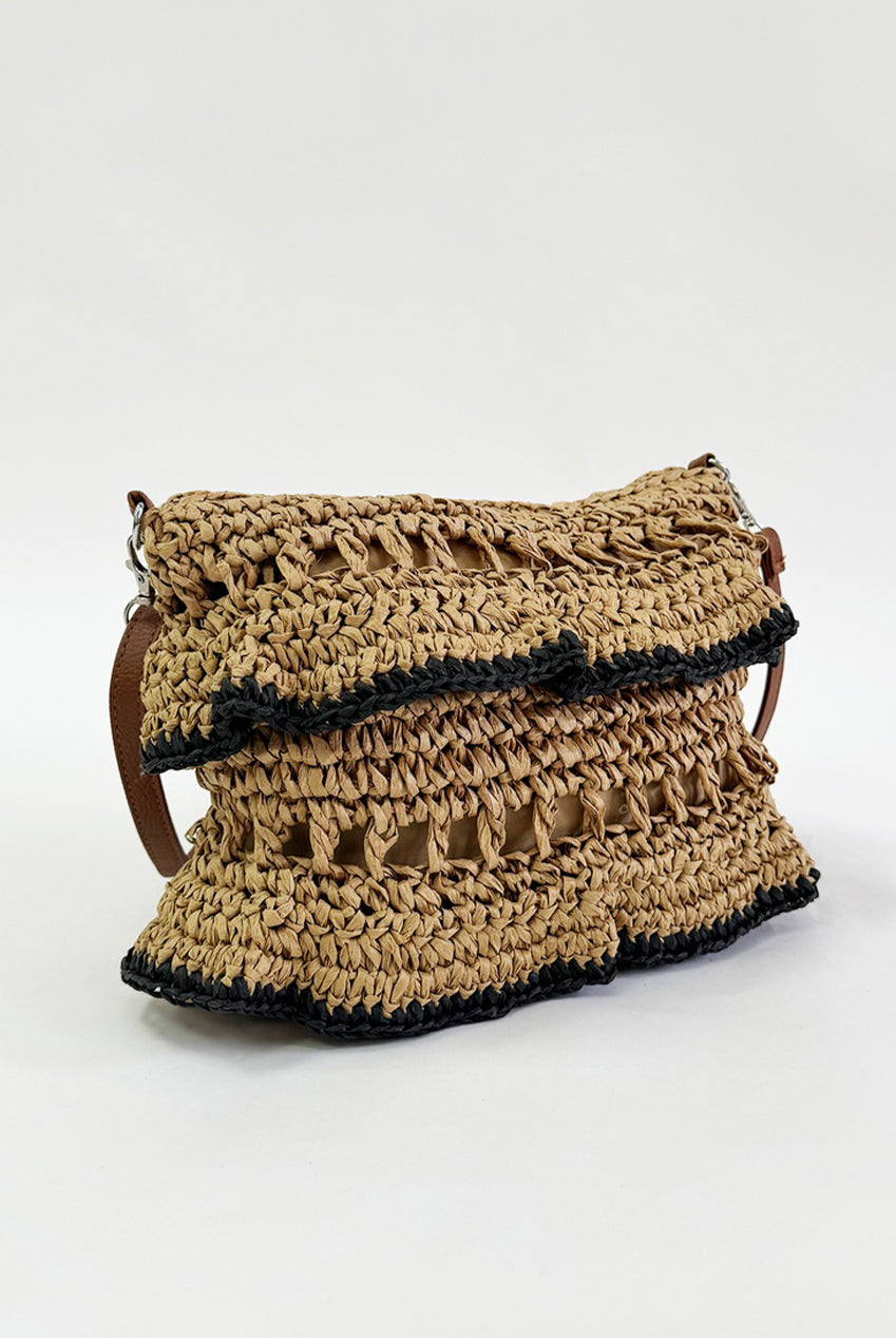 Straw Shoulder Bag With Frill Detail HB326806