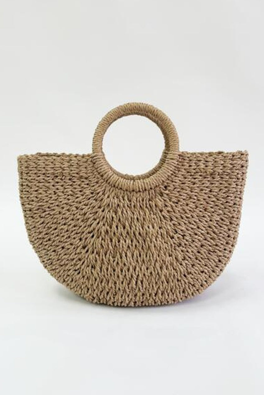 Round Woven Straw Holdall With Circular Handle HB327206