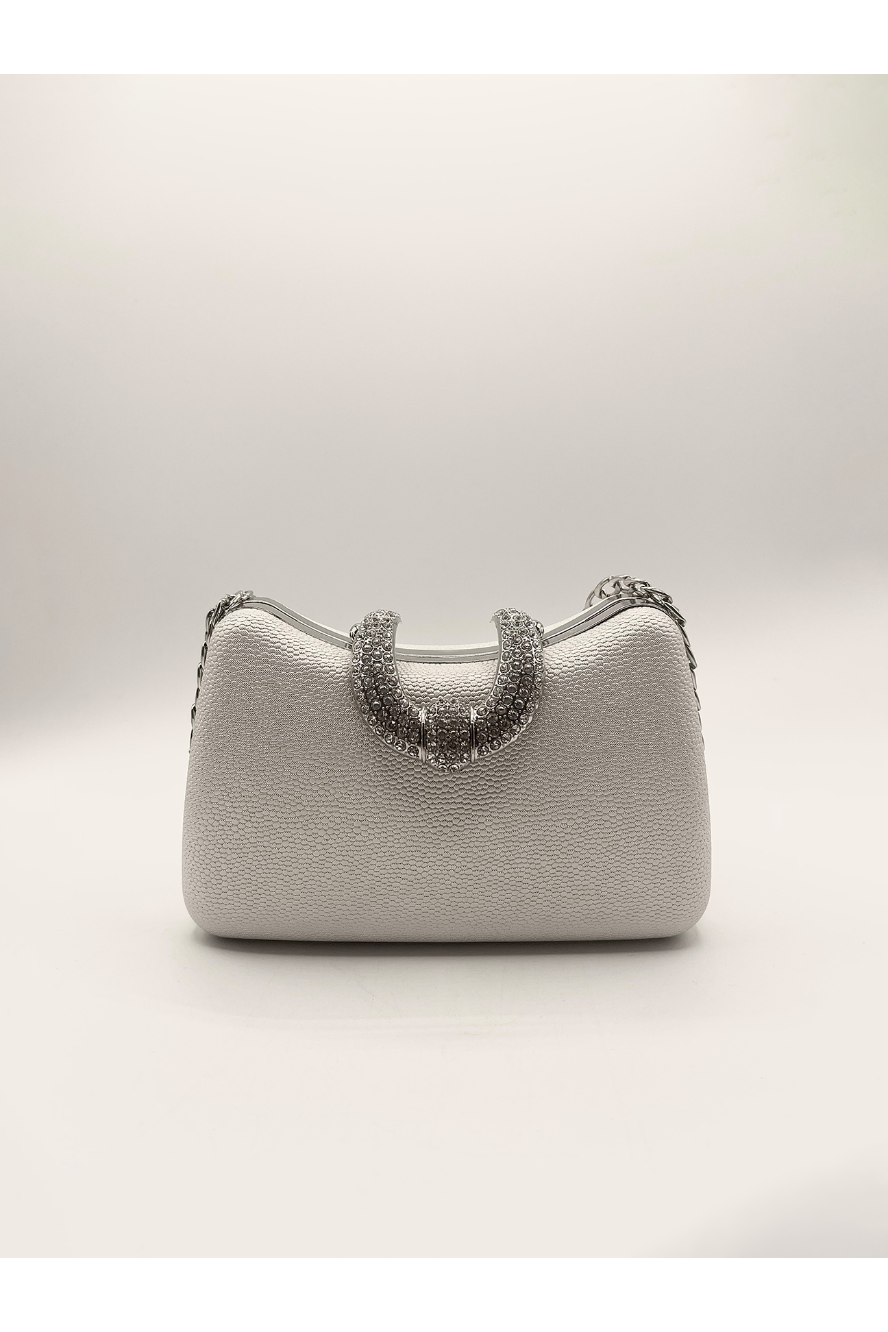 Shimmer Grab Bag With Double Chain Strap Silver HB331021