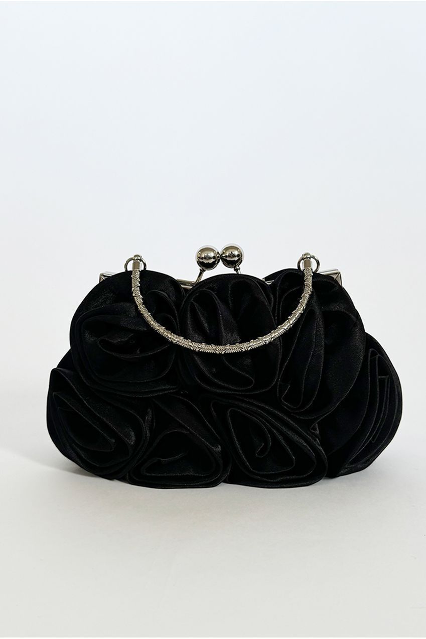 3D Rose Clutch Bag In Black HB331402