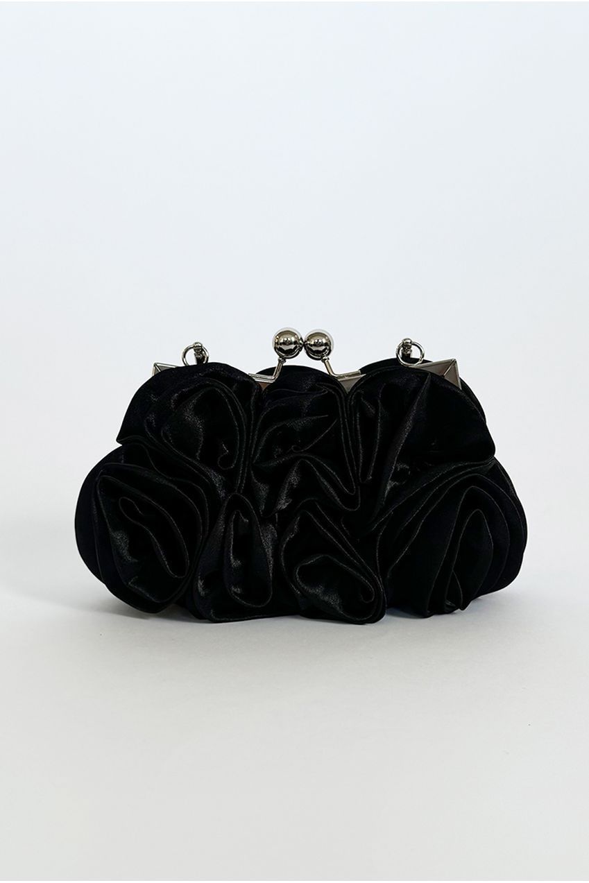 3D Rose Clutch Bag In Black HB331402