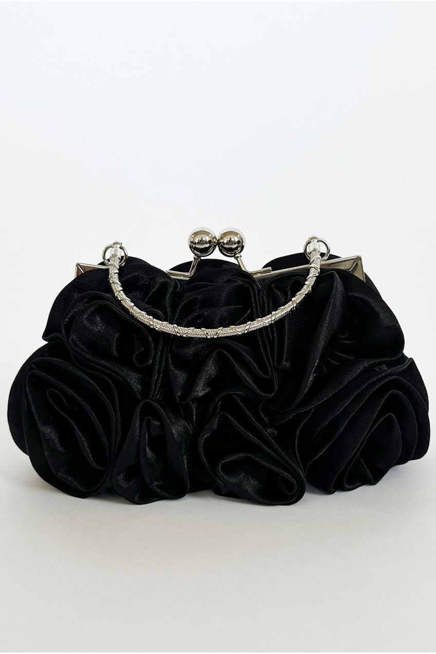 3D Rose Clutch Bag In Black HB331402