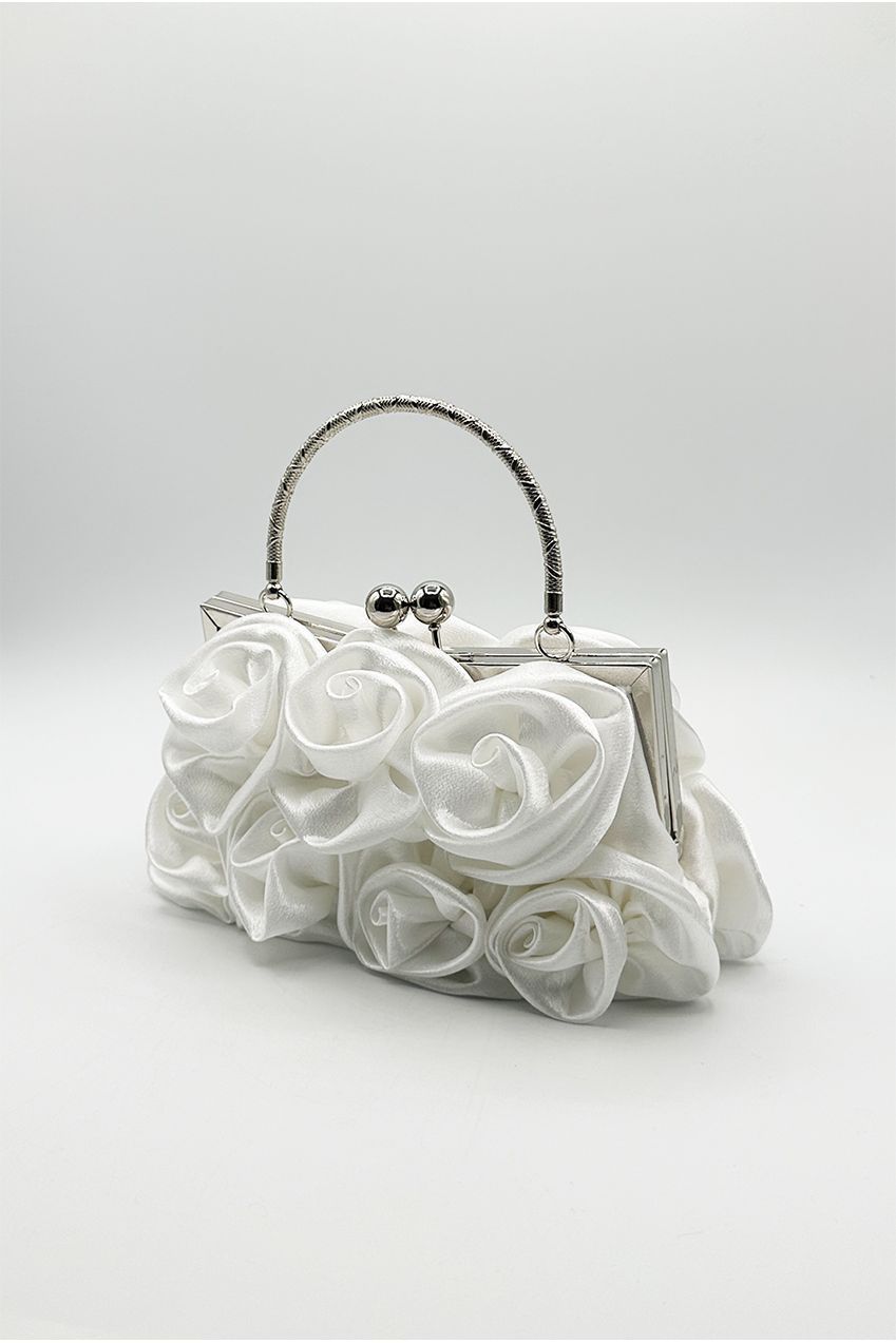 3D Rose Clutch Bag In White HB331507