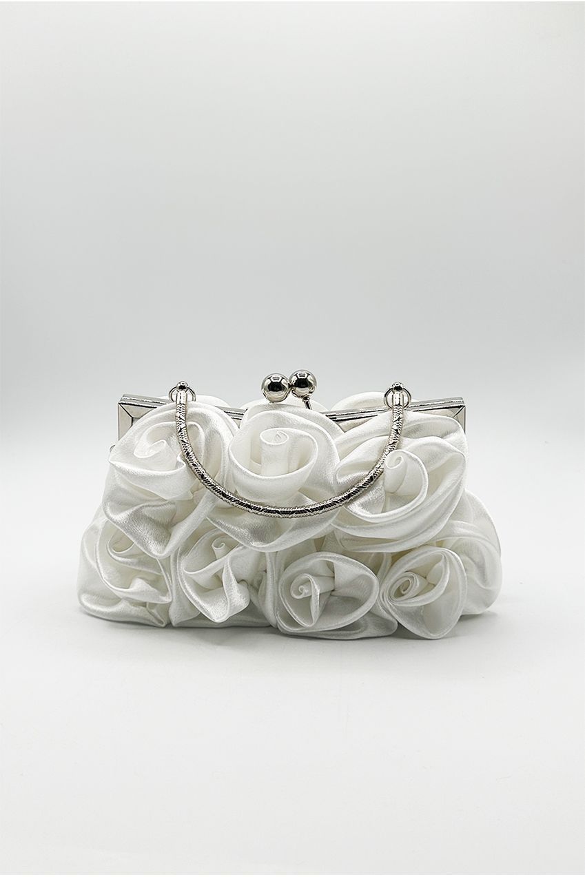 3D Rose Clutch Bag In White HB331507