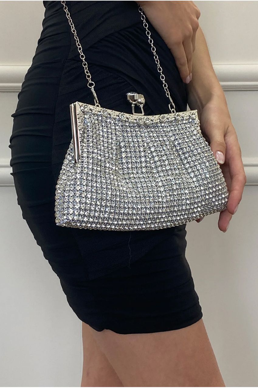 Silver Crystal Clutch Bag HB331821