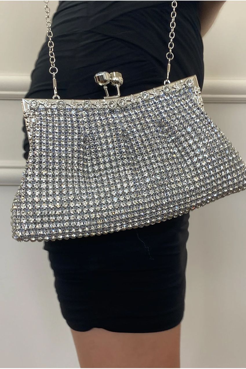 Silver Crystal Clutch Bag HB331821