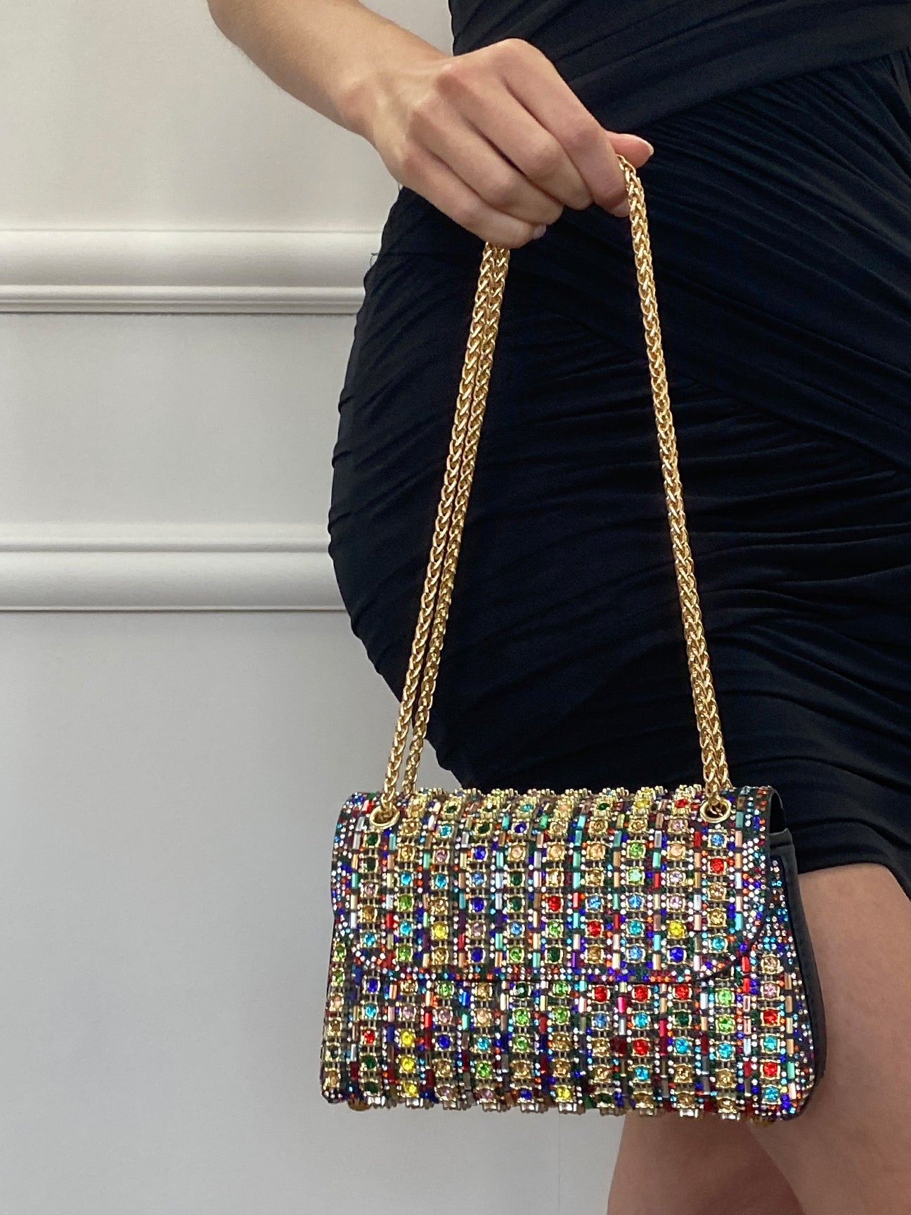 Multicolour Embellished Shoulder Bag HB331901