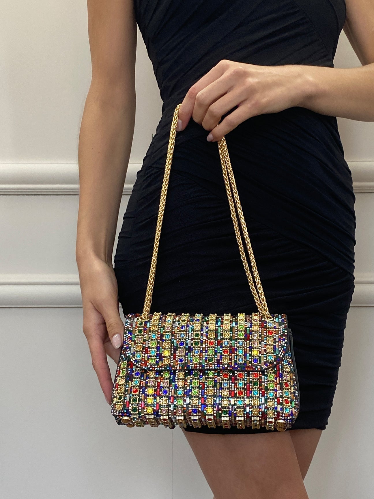 Multicolour Embellished Shoulder Bag HB331901