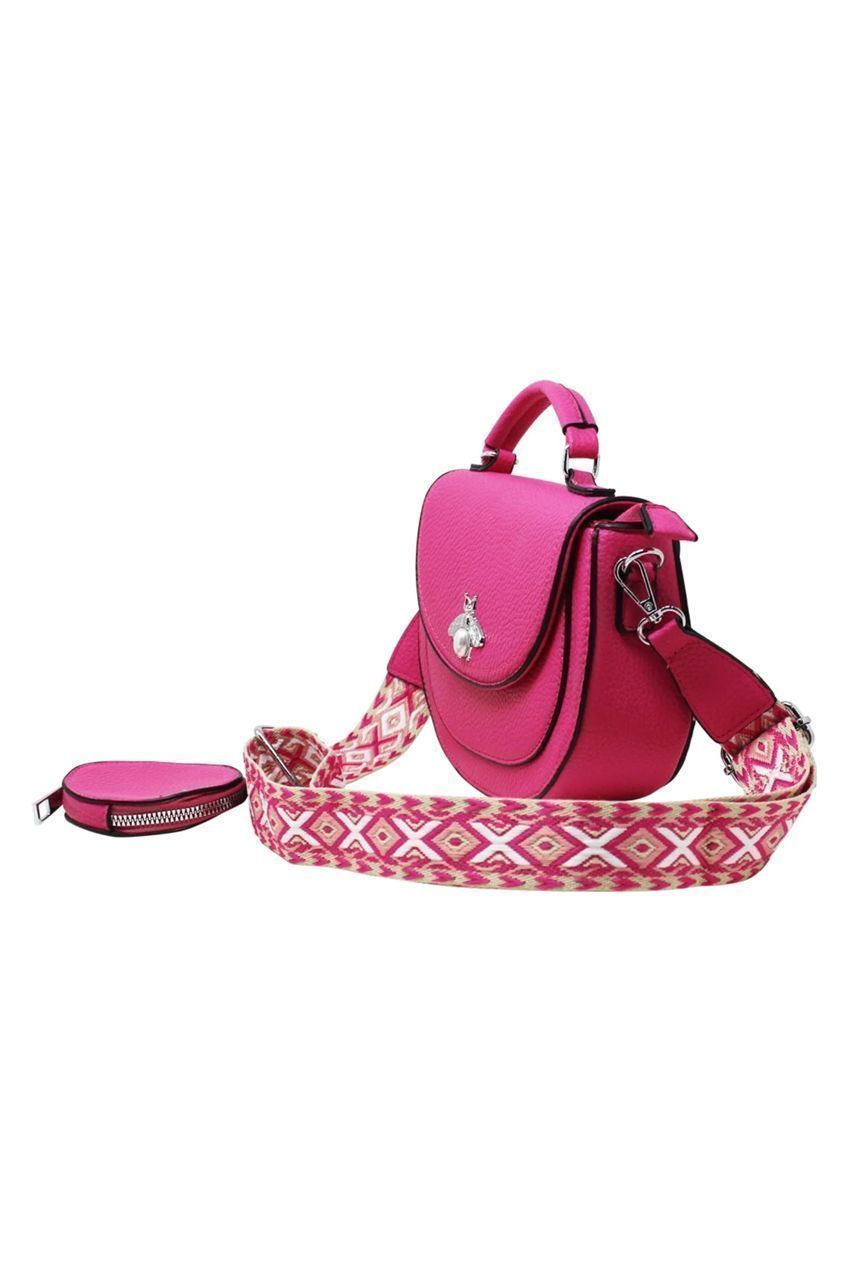 Bee Embellishment Crossbody Bag In Fuchsia HB340509