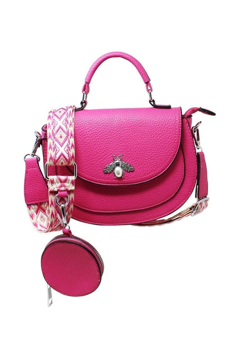 Bee Embellishment Crossbody Bag In Fuchsia by SVNX
