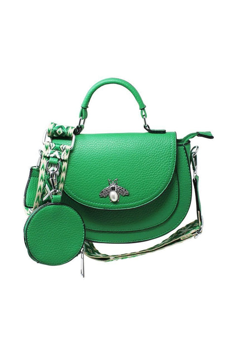 Bee Embellishment Crossbody Bag In Green by SVNX