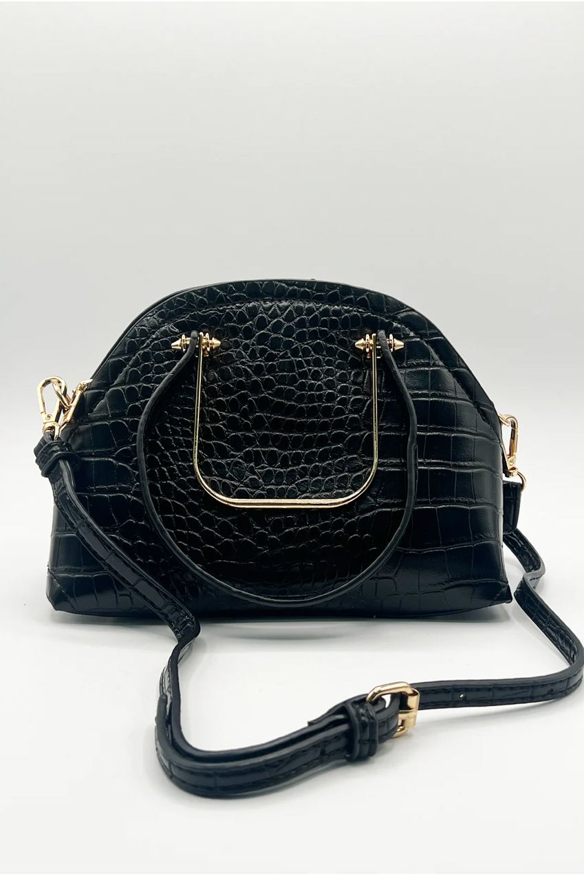 Dual Handle Croc Grab Bag In Black HB342502