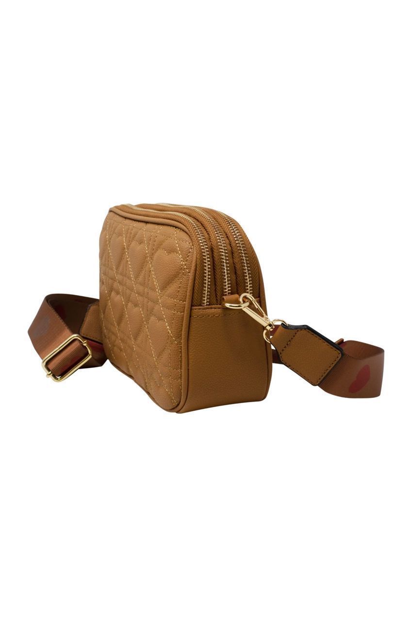 Heart Quilted Crossbody Camera Bag In Tan HB344229