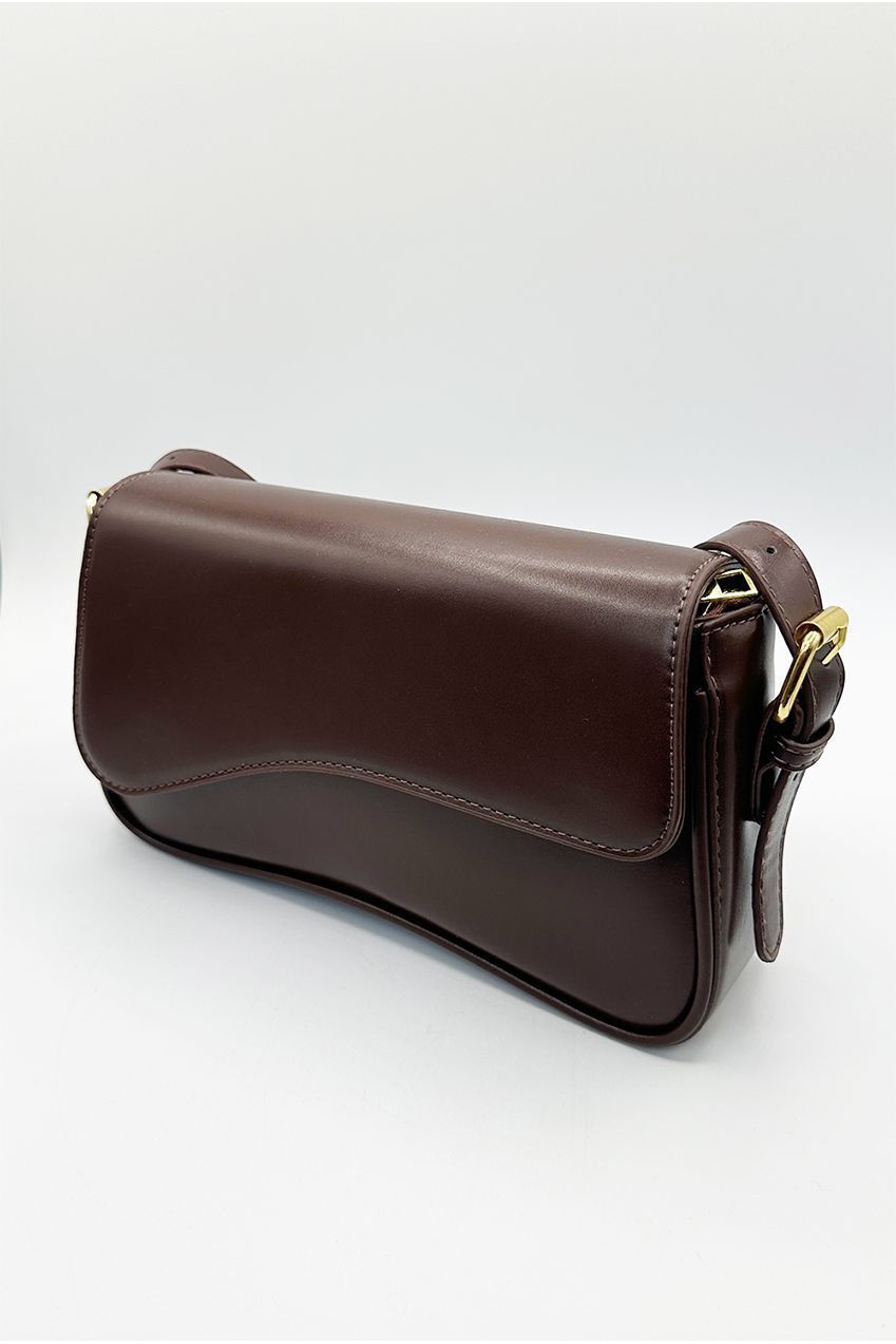 Curved Baguette Bag In Dark Brown HB344406