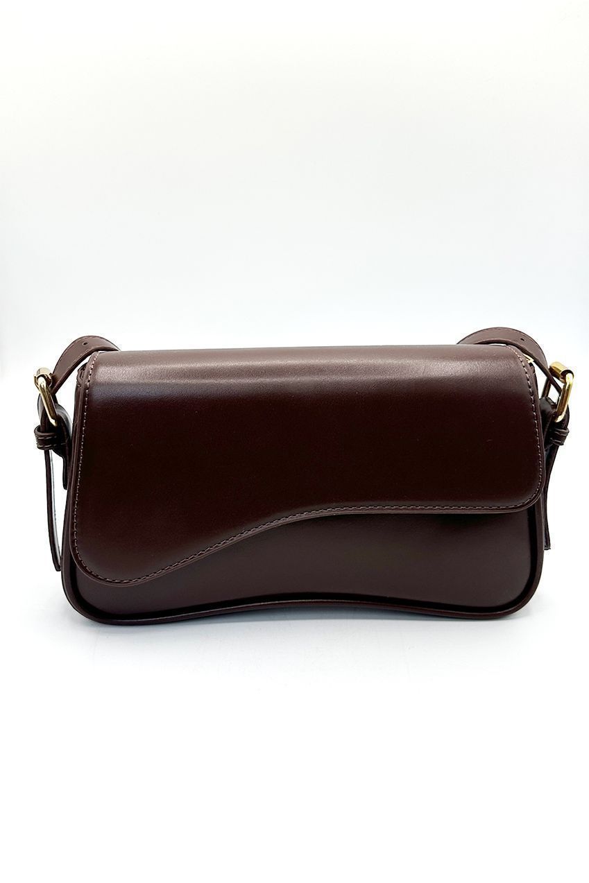 Curved Baguette Bag In Dark Brown HB344406