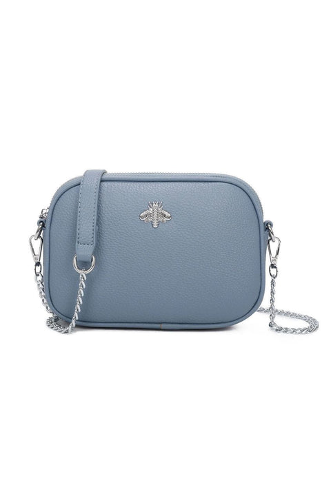 Bee Chain Crossbody Bag In Blue by SVNX