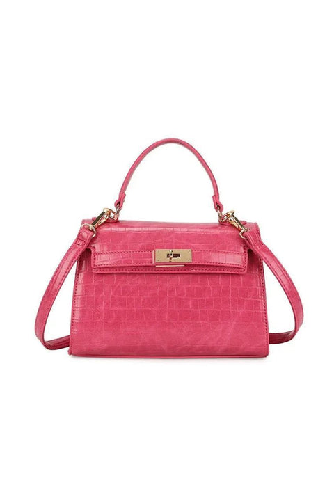 Croc Crossbody In Hot Pink by SVNX