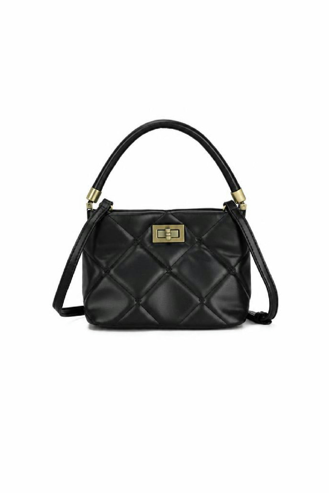 Quilted Top-Handle Crossbody Mini Handbag - Black HB348802