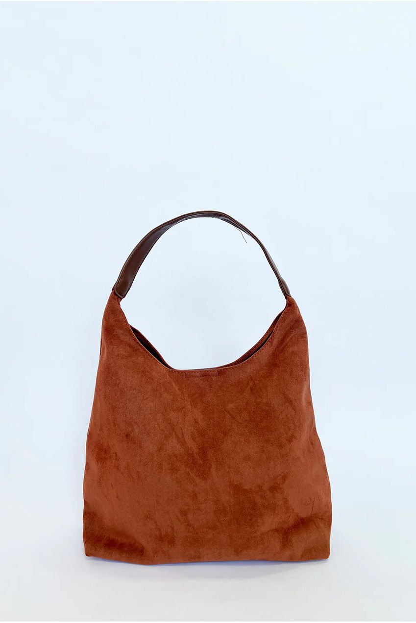 Suede Hobo Shoulder Bag In Tan HB350006