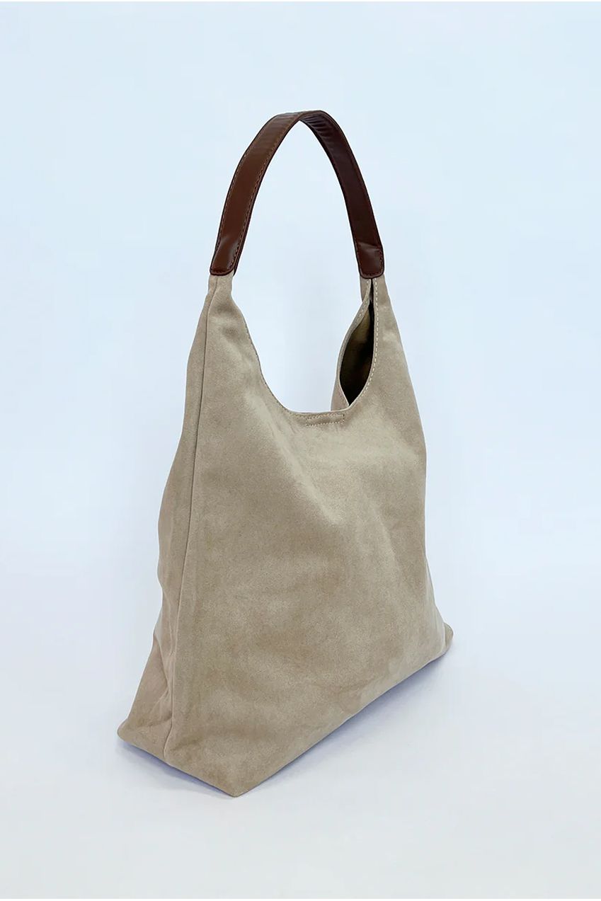 Suede Hobo Shoulder Bag In Beige HB350019