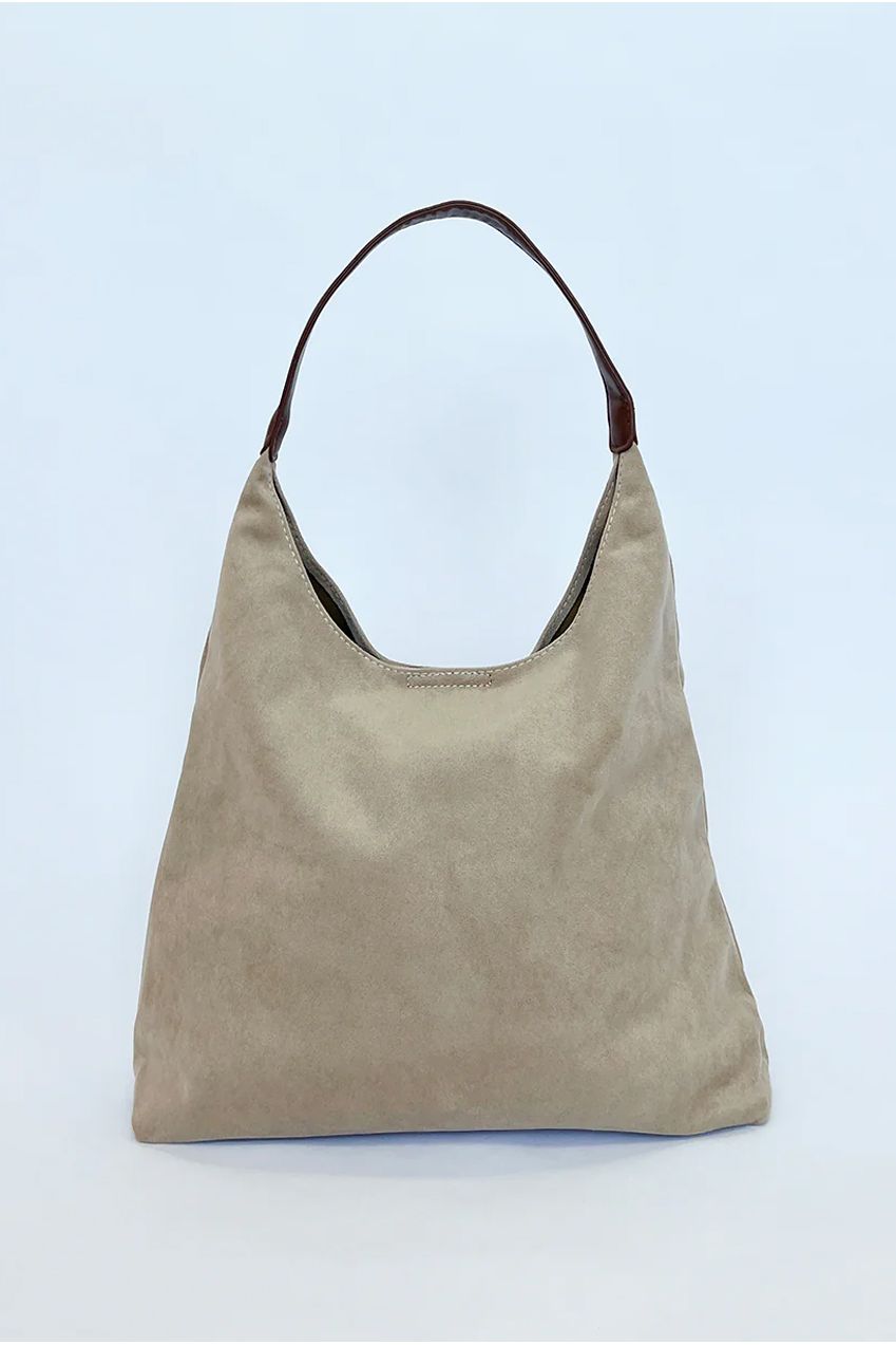 Suede Hobo Shoulder Bag In Beige HB350019