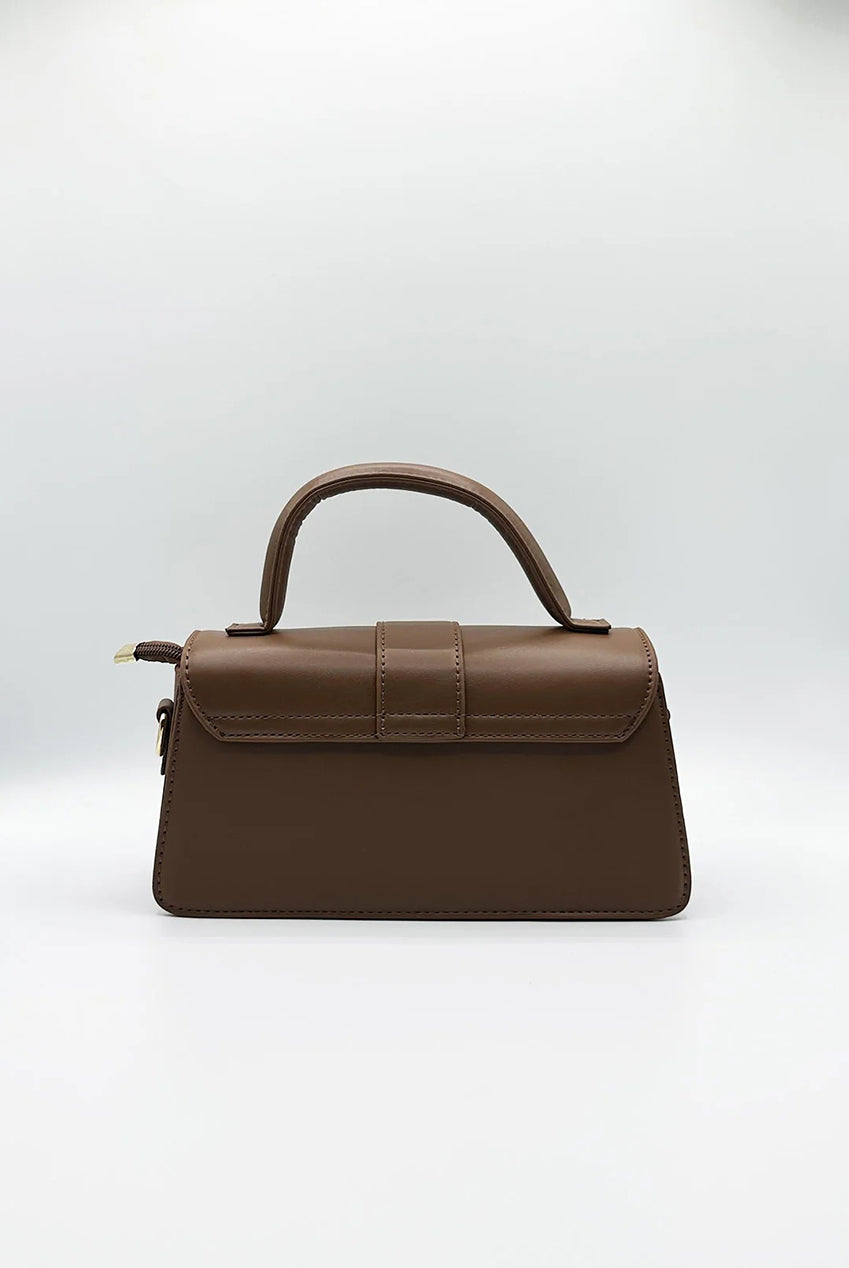 Small Crossbody Hard Top Handle Bag In Brown HB350506