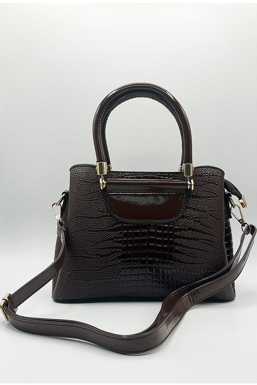 Patent Croc Top Handle Bag In Brown HB351306