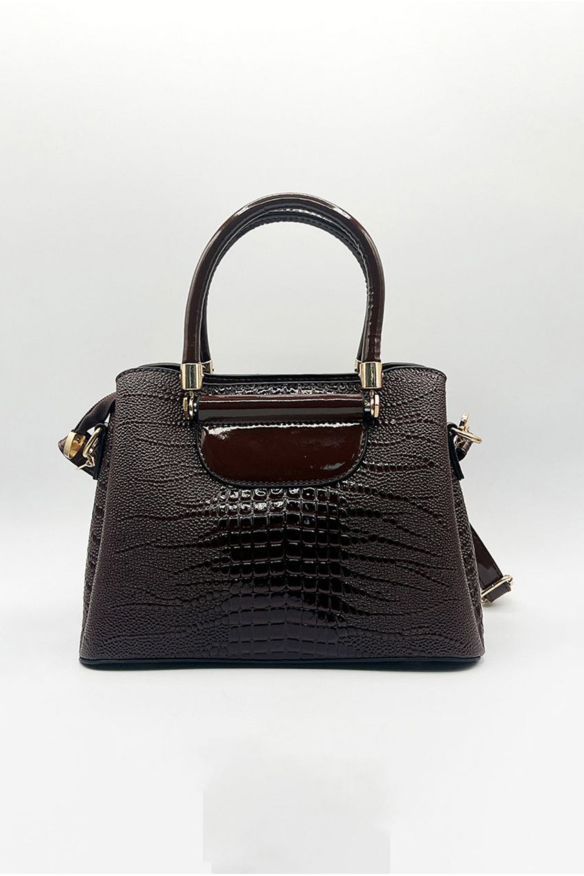 Patent Croc Top Handle Bag In Brown HB351306
