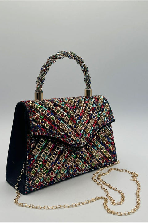 Multicolour Embellished Top Handle Bag by SVNX