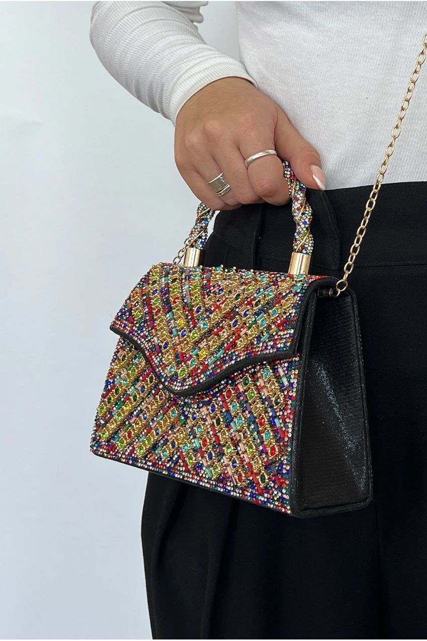 Multicolour Embellished Top Handle Bag HB352001